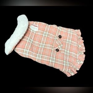 Friends Forever Pink Plaid Dog Vest Fur Lined Size M New NWT
